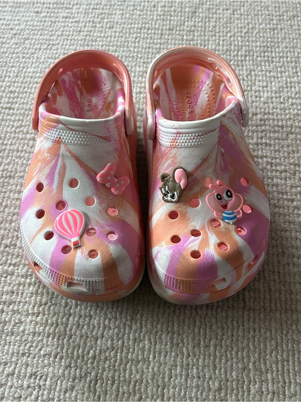 CROCS Kids Tie-Dye Clogs in Pink & Orange